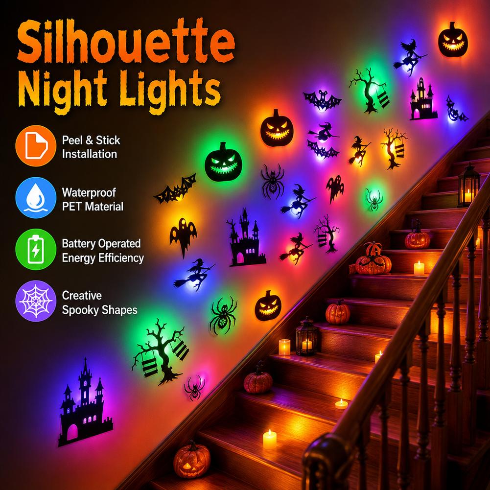 Halloween Pumpkin Decor Led - 30개입 LED 할로윈 벽 스티커, 3D
