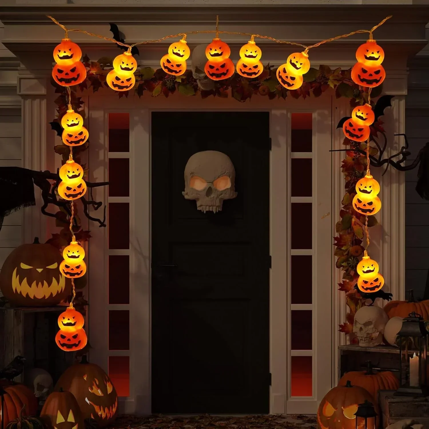 Halloween Led String Lights Orange - 잭 오 랜턴 모양의 전구 스트링