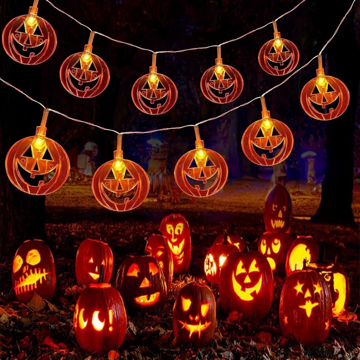 Halloween Led String Lights Orange - 1pc 20LED 오렌지 평면 중공 할로윈