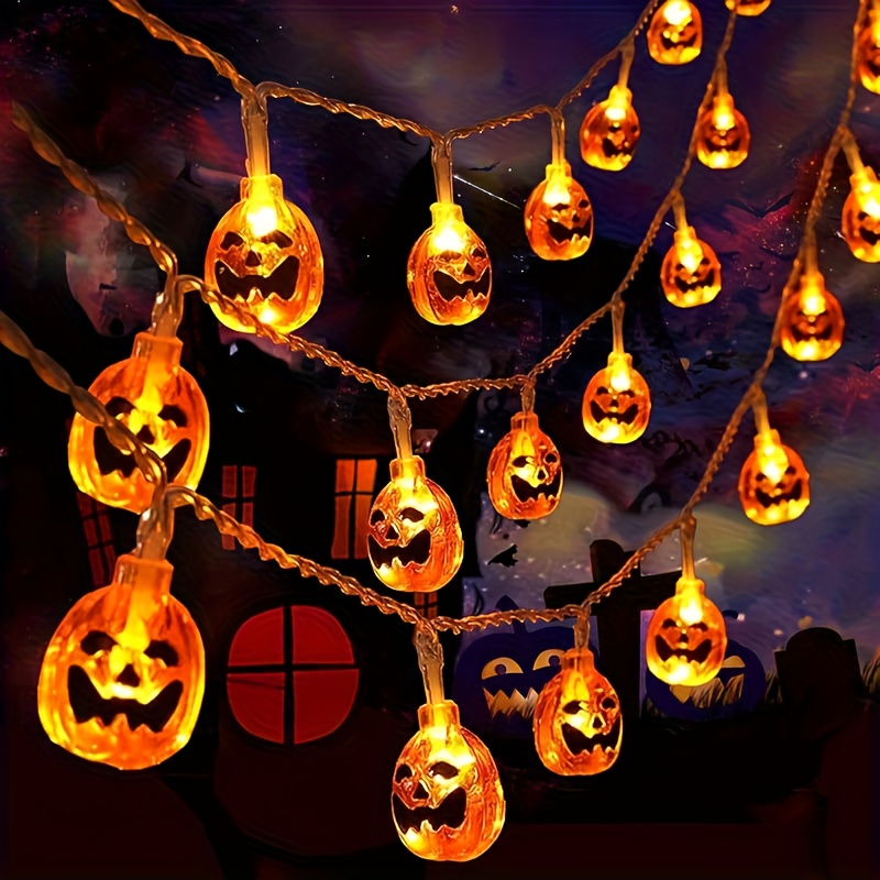 Halloween Led String Lights Orange - 59/118in 10/20LED 스마일링 펌킨 스트링 라이트