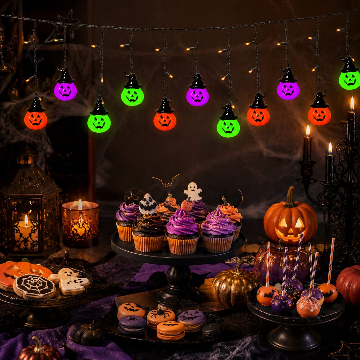 Halloween Led String Lights Orange - 할로윈 무서운 10개의 마녀 모자 호박