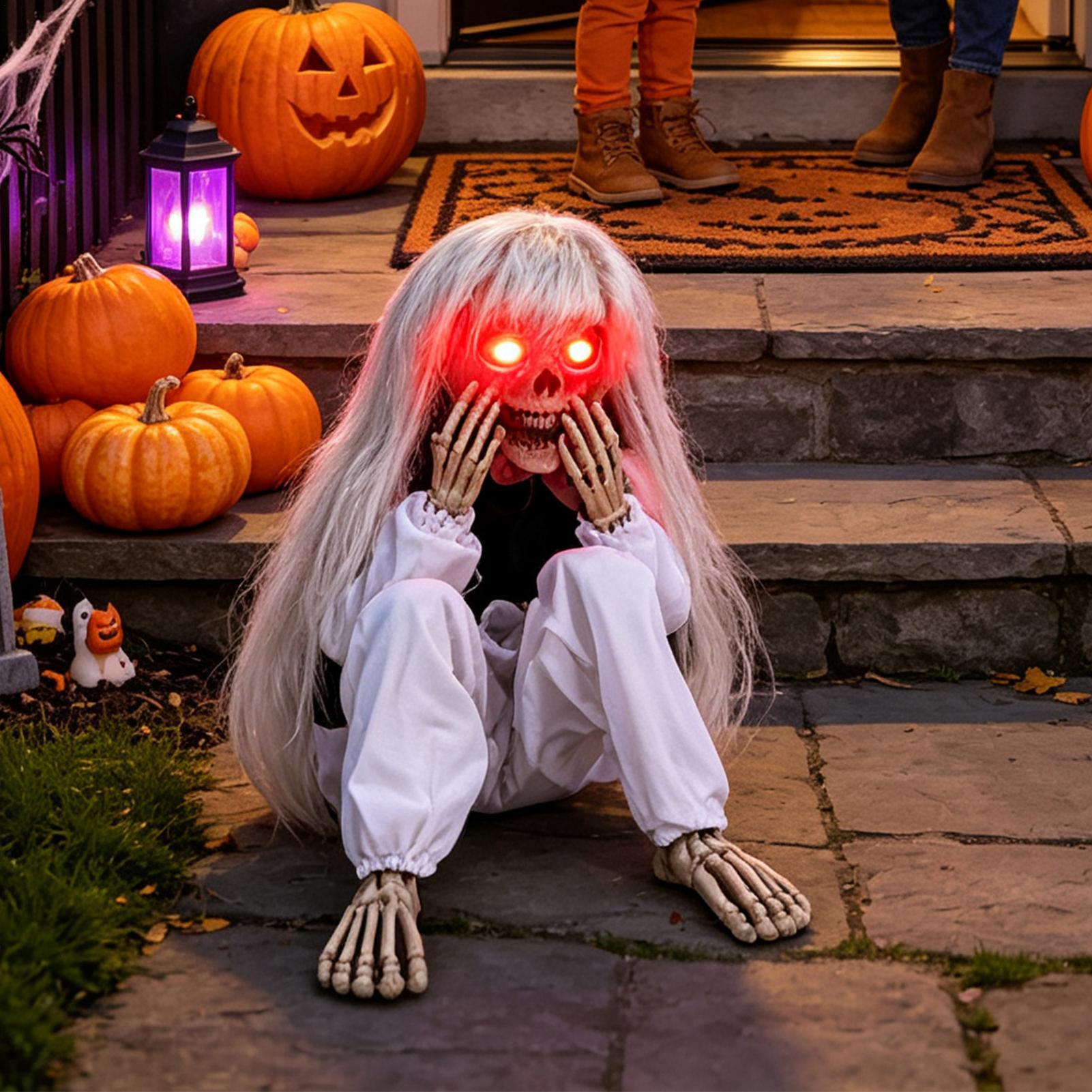 할로윈 해골 장식품, 소리에 반응하는 울음소리와 빛나는 - Halloween Skeleton Decoration 리뷰 및 가격