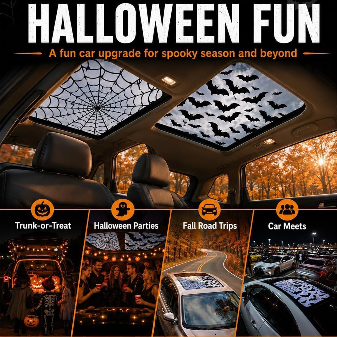자동차 선루프 스티커, 할로윈 고딕 스타일의 거미줄과  - Spider Web Halloween Decoration 리뷰 및 가격