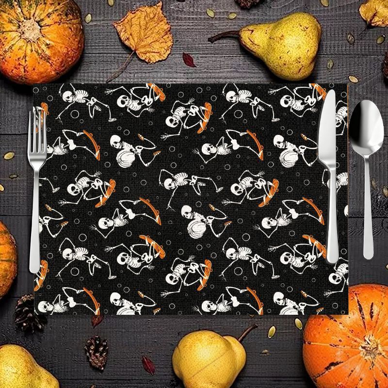 VIKAMA 2/4/6PCS 할로윈 식사 매트 해골 호 - Halloween Skeleton Decoration 리뷰 및 가격