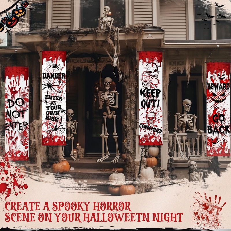 VIKAMA 할로윈 현관문 커버 호러 피 묻은 손자국  - Halloween Skeleton Decoration 리뷰 및 가격