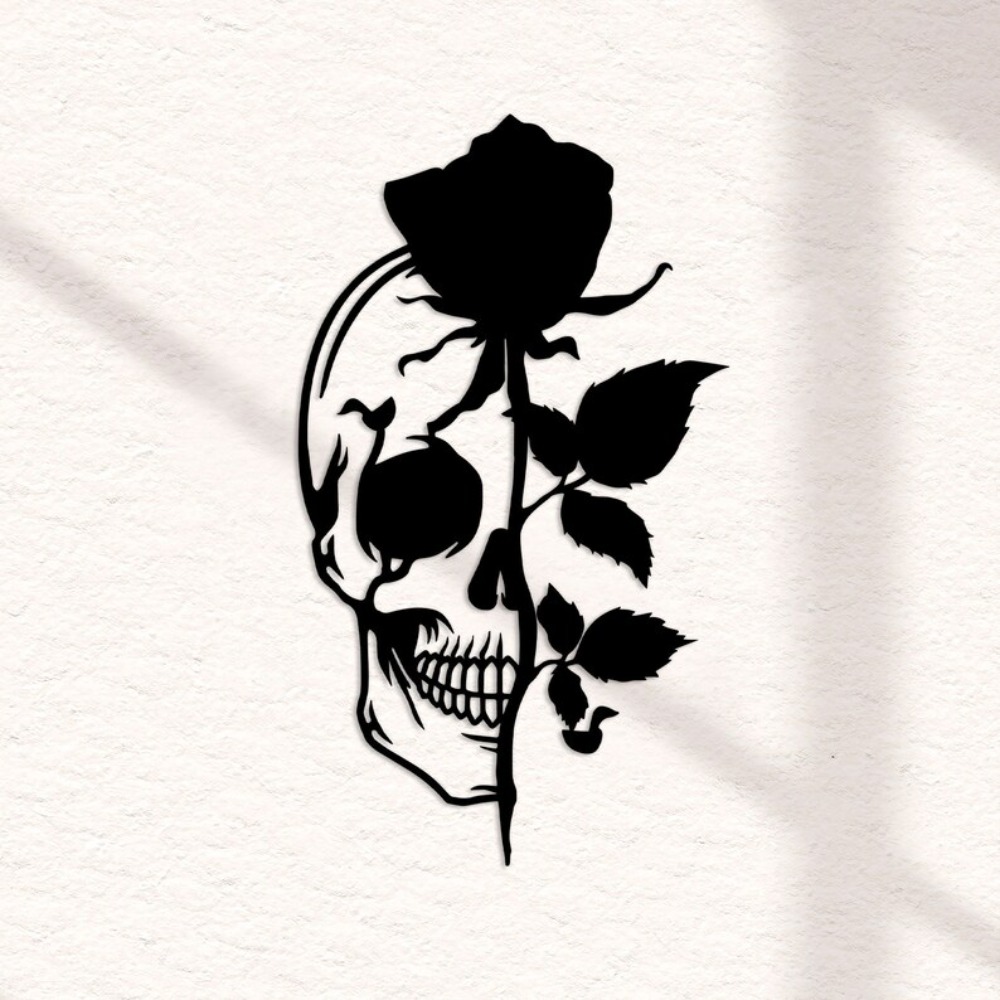 장미 금속 벽 장식이 있는 해골, 꽃 해골 장식, 설탕 - Halloween Skeleton Decoration 리뷰 및 가격
