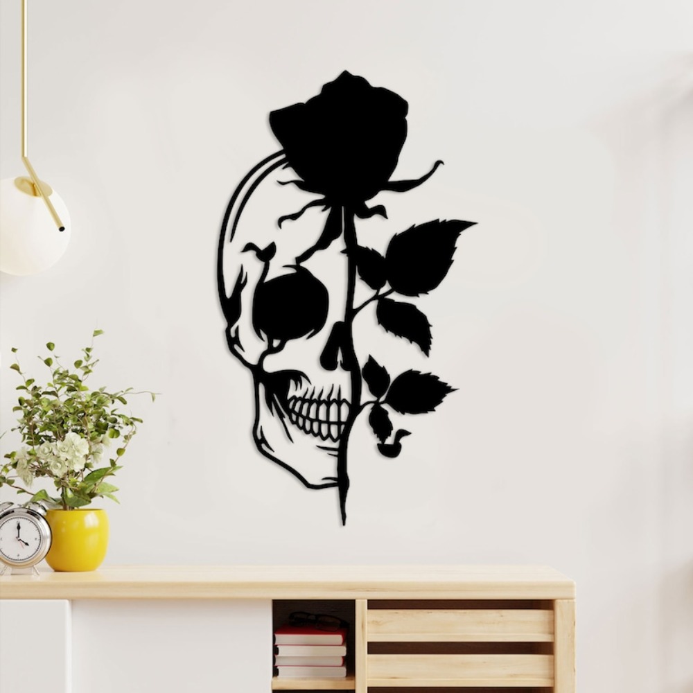 장미 금속 벽 장식이 있는 해골, 꽃 해골 장식, 설탕 - Halloween Skeleton Decoration 리뷰 및 가격