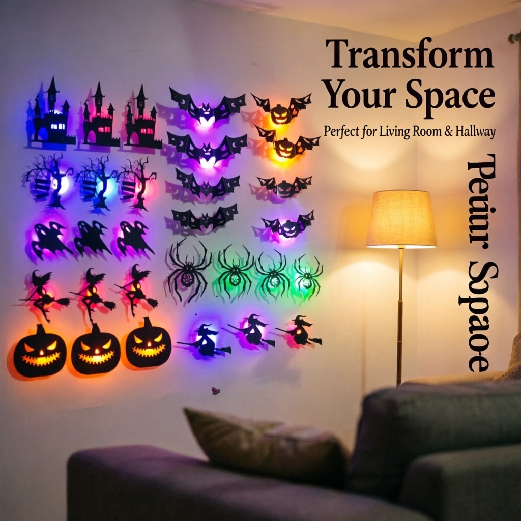 8개/세트 LED 할로윈 벽 스티커, 3D 입체 야경등 - Halloween Pumpkin Decor Led 리뷰 및 가격