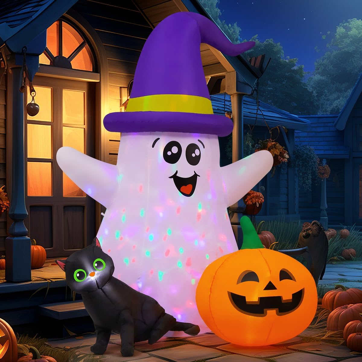 5피트 할로윈 에어바운스 유령 야외 장식, 귀여운 마법 - Halloween Pumpkin Decor Led 리뷰 및 가격