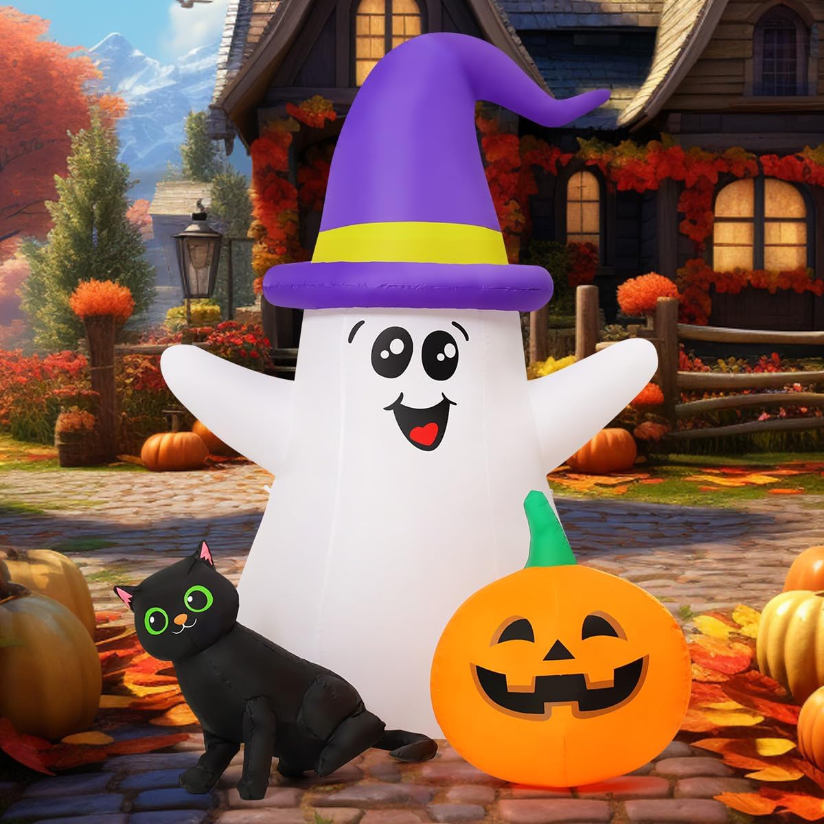 5피트 할로윈 에어바운스 유령 야외 장식, 귀여운 마법 - Halloween Pumpkin Decor Led 리뷰 및 가격