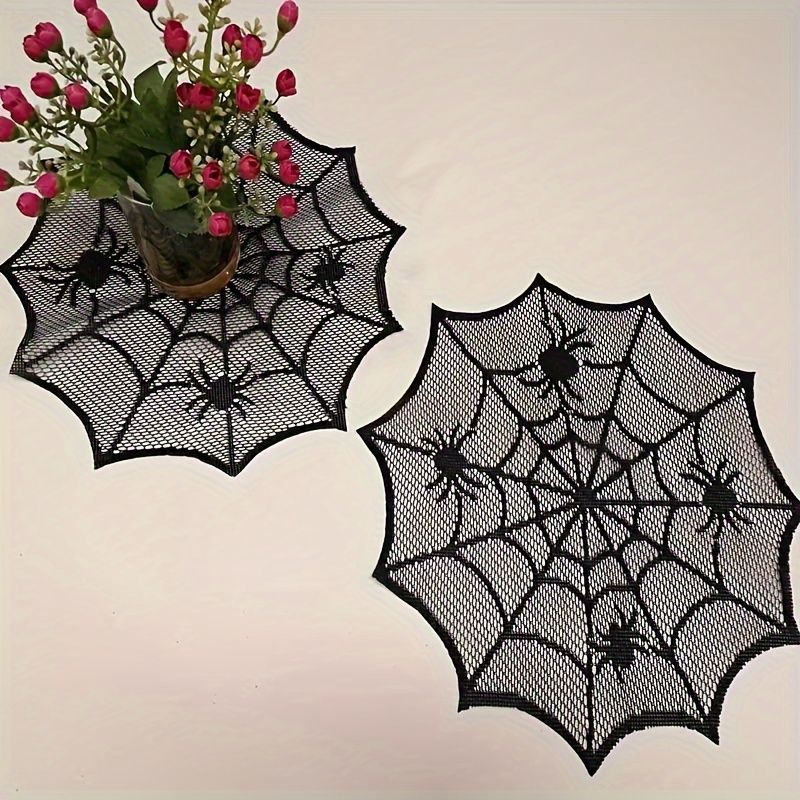VIKAMA 할로윈 블랙 레이스 거미줄 식사 매트 거미 - Spider Web Halloween Decoration 리뷰 및 가격