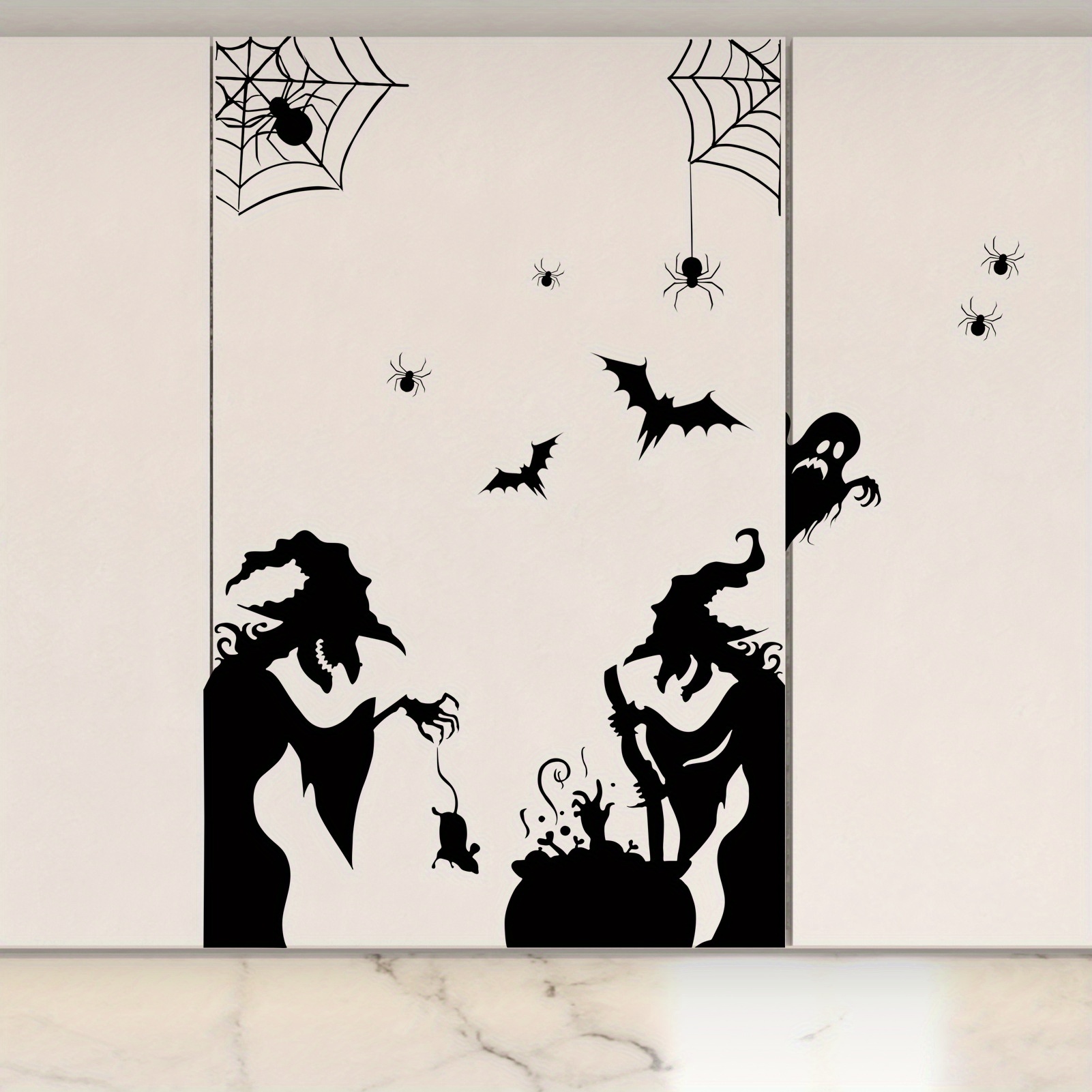 할로윈 정전기 창문 스티커, 공포스러운 마녀, 유령,  - Spider Web Halloween Decoration 리뷰 및 가격