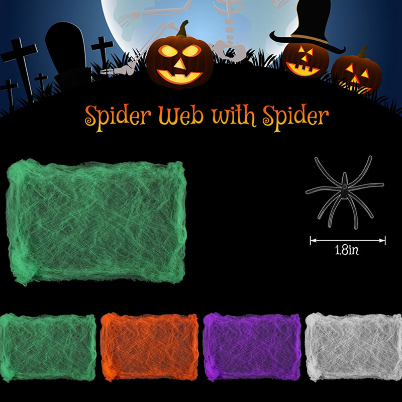 할로윈 장식용 흰색 거미줄, 인공 거미줄, 신축성 있는 - Spider Web Halloween Decoration 리뷰 및 가격